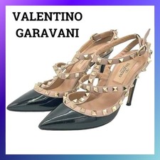 Valentino Garavani patent leather stud strap pumps 34