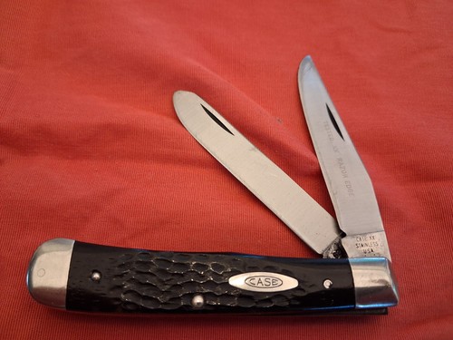 VINTAGE CASE XX #6254 RAZOR EDGE BONE HANDLE TRAPPER KNIFE 1978