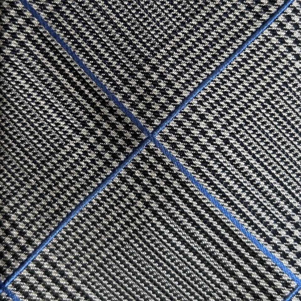 Corbata de seda a cuadros Saks Fifth Avenue Glen azul negro 3,5" de ancho Foto 2 de 4