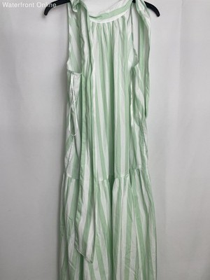 Sewing Down South x Crown & Ivy Amanda Mint Striped Halter Maxi Dress Small NWT