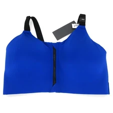 Torrid Sports Bra 38DD Blue Active Wire Free High Support Hi-Impact Zip Front