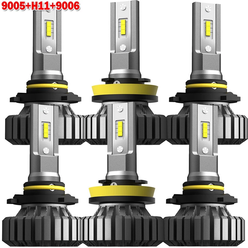 6x White LED Headlight+Fog Light For 2003-2006 Chevy Silverado 1500 2500 3500 HD - Image 2 of 4