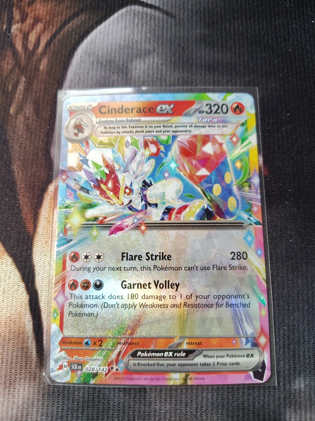 Pokémon TCG Stellar Crown Cinderace EX 28/142 Double Rare NM