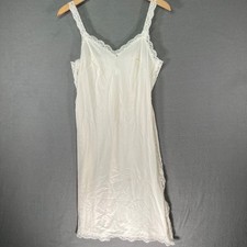 Vintage White Lace Trim Slip Dress Camisole Nightgown Pajamas Lingerie Olga 70s