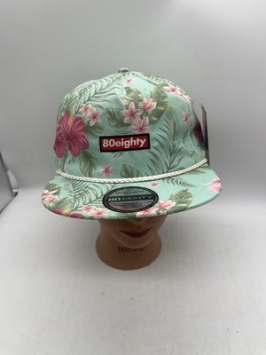 80Eighty Men's Aloha Premium Adjustable Flat Bill Hat CD4 Green One Size 