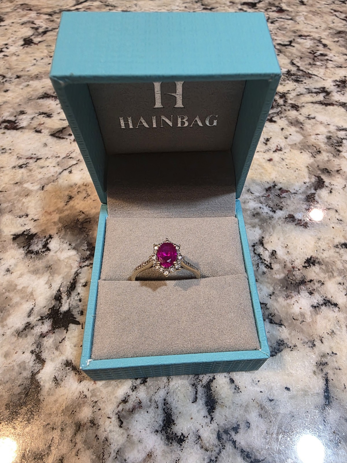 10k Gold Lab Created Ruby Engagement Ring - image 1