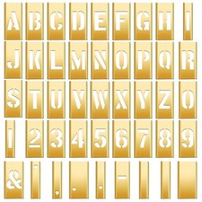 Pelopy 45 Pcs 2 Inch Brass Stencils Letters and Numbers Set Interlocking Lett...