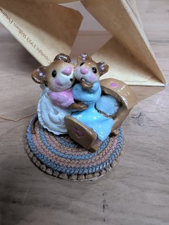 Wee Forest Folk M 69 Beddy Bye Mousey pink dress blue baby AP 1982