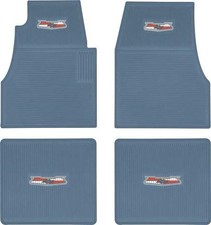 Oer M55203 Ribbed Rubber Floor Mat Set 1955-57 Chevy With Chevrolet Crest