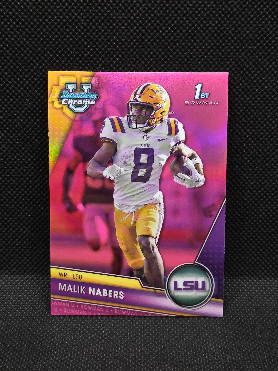 Malik Nabers 1st Bowman Rookie Card 2023 BOWMAN U CHROME Pink Refractor Giants