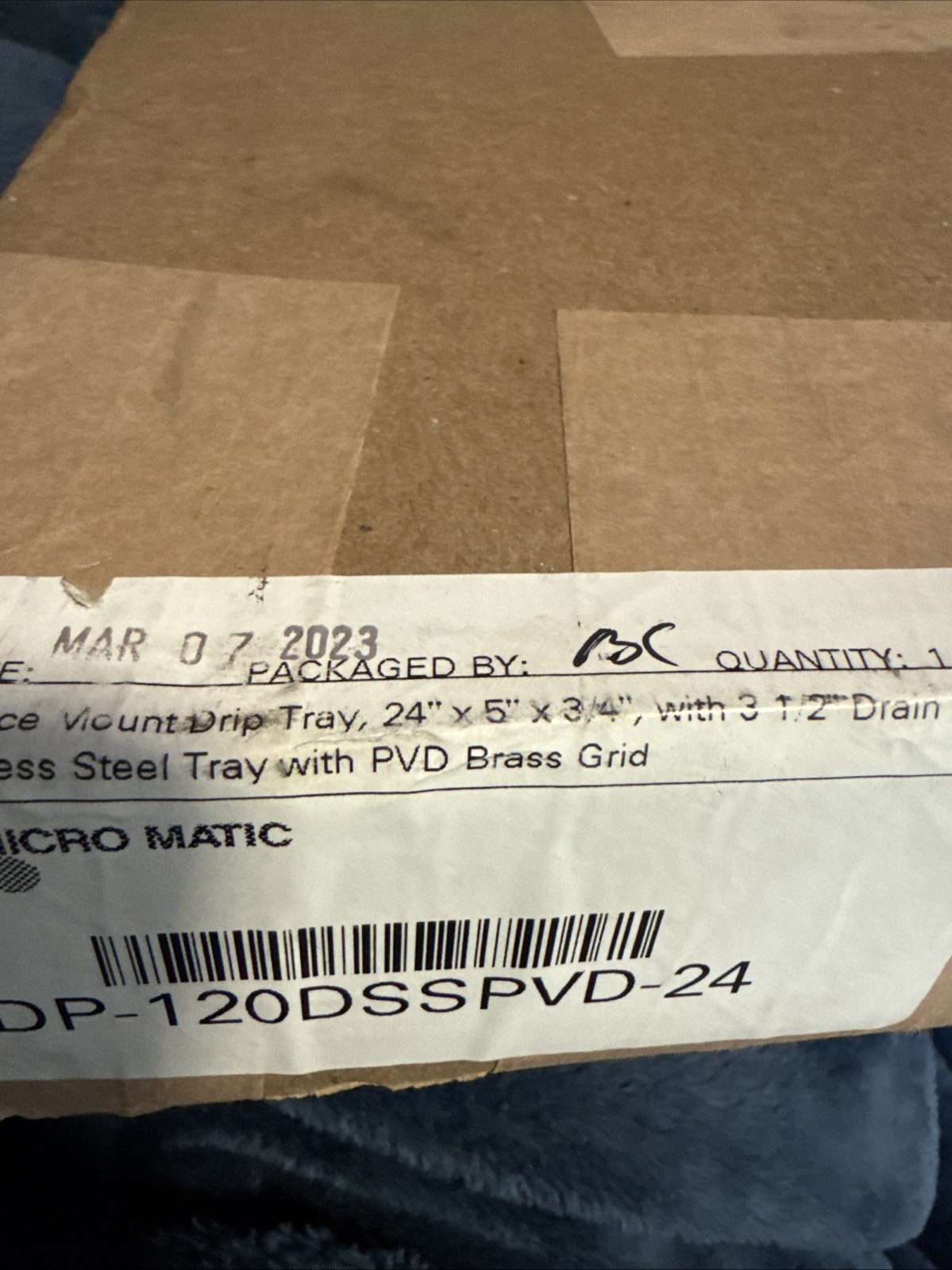 Micro Matic DP-120DSSPVD-25 Drip Tray Surface Mount With Drain