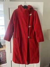 Vintage Hooded Women’s Wool Red Coat Size Small Made In USA