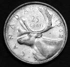 1962 25¢ silver coin in a paper flip