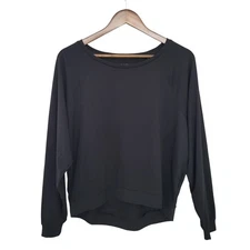 GapFit Brushed Jersey Hi-Low Sweatshirt Womens Size XS Black NWT