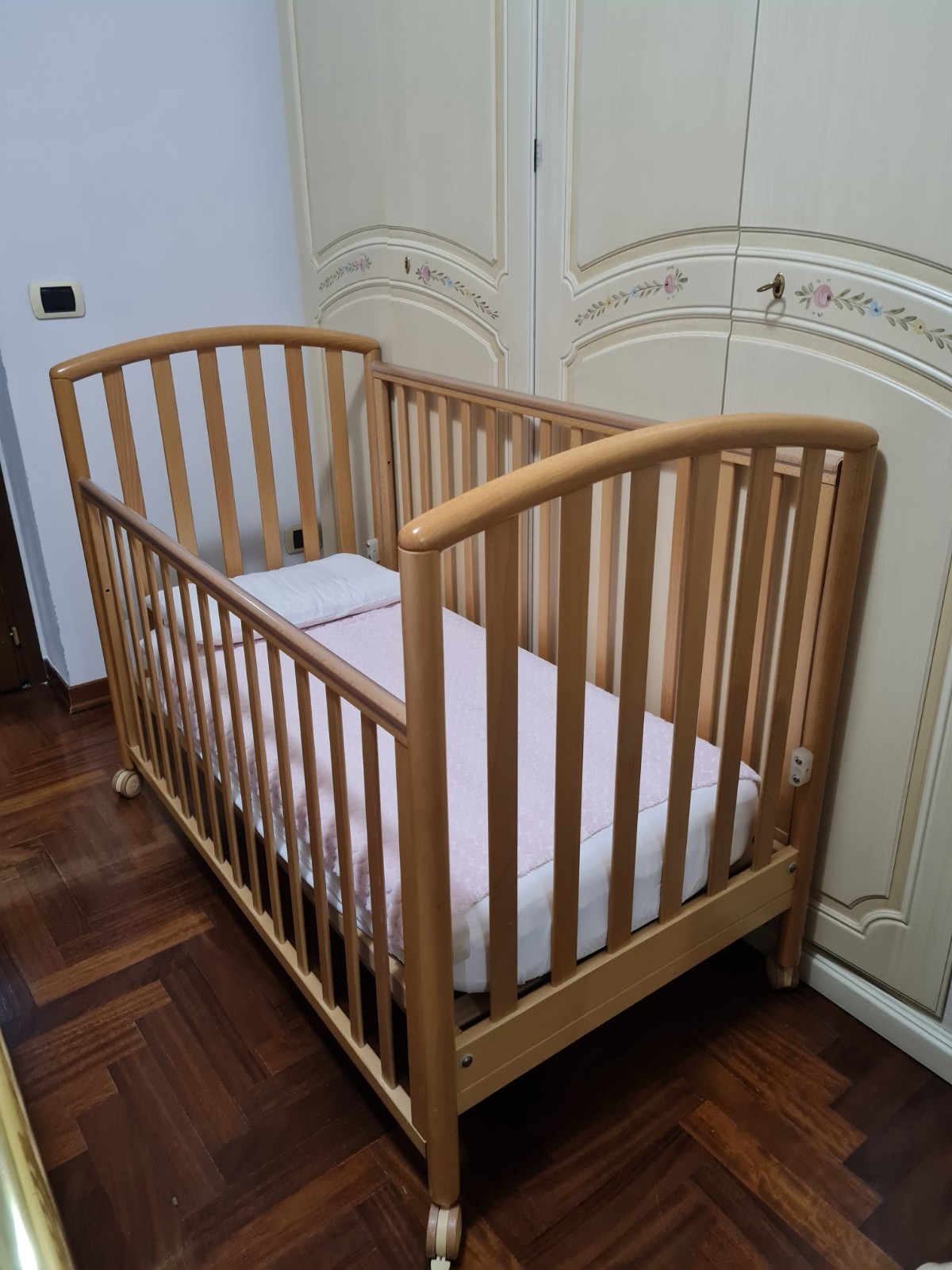 Lettino Pali per neonato con materasso + cuscino + coprimaterasso impermeabile foto 2