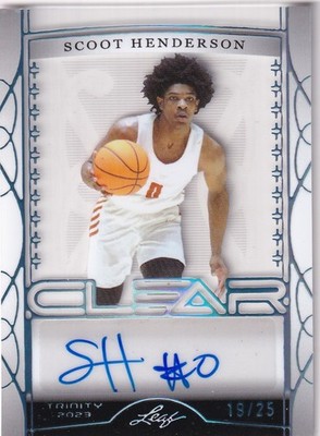 2023 Leaf Trinity Clear Basketball No. CA-SH1 Scoot Henderson Auto 19/25
