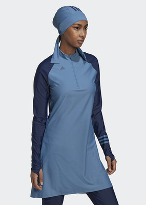 ADIDAS 3 STREIFEN COLORBLOCK SCHWIMMEN LANGARM OBERTEIL KLEID HA6038 - DAMEN XS S