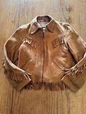 Vintage Youth Suede Western Cowboy Fringe Jacket by California Sportswear
