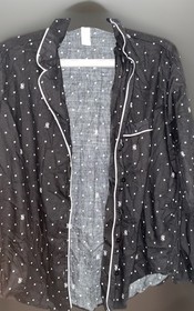 Victoria's Secret Pajama Set Black White Polka Dots Pants Long Sleeve Size Small