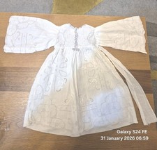 Antique Edwardian Doll Dress C1900-1925 Whitework Linen Large Bisque Doll 22-26"