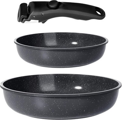 Keramik-Pfannen-Set: 20 cm/26 cm Bratpfanne, 26 cm Pfanne mit hohem Rand
