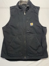 Carhartt Mens Mock Neck Sherpa Lined Duck Canvas Vest Black 104277 BLK Small