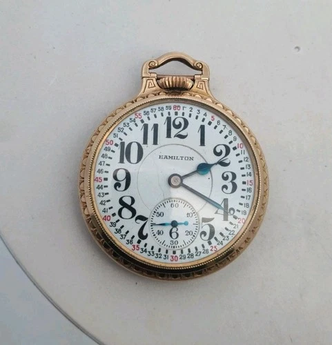 Vintage or Antique Hamilton Yellow Gold Filled Railroad Pocket Watch #0923514