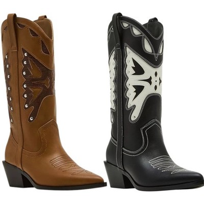 Madden Girl Saloonn Butterfly Cowboy Boots Women 8.5 Western Snip Toe Pull-On