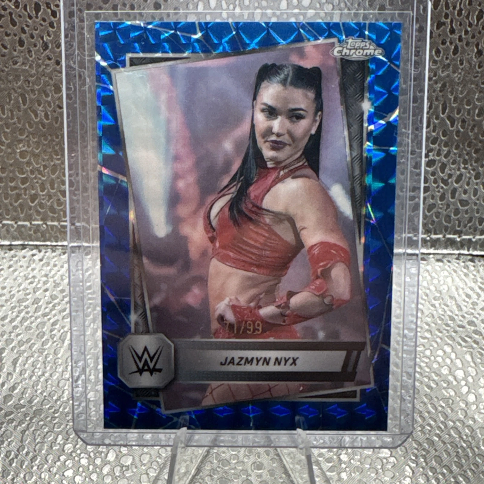 2025 Topps Chrome WWE JAZMYN NYX Blue Geometric Refactor #'d /99 NXT