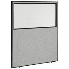 60-1/4"W x 72"H Office Partition Panel with Partial Window Gray
