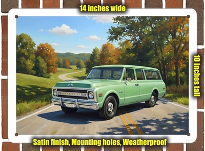 Metal Sign - 1969 Chevrolet Suburban C 10 Oil Painting - 14x10