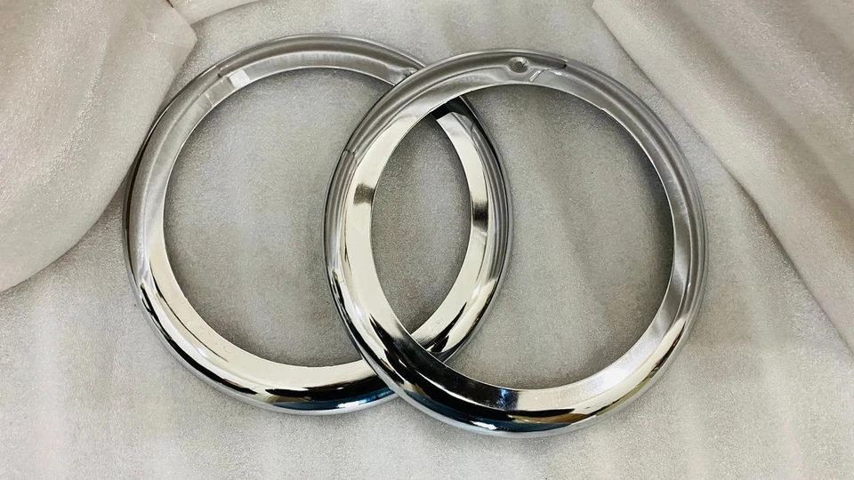 Willys Jeep CJ-2A CJ-3A Headlight Outer Bezel Chrome Pair 1946-1953 Vintage Trim — 第 2/3 张图片