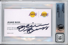 JEANIE BUSS LA LOS ANGELES LAKERS OWNER SIGNED BUSINESS CARD BECKETT BAS 10 AUTO
