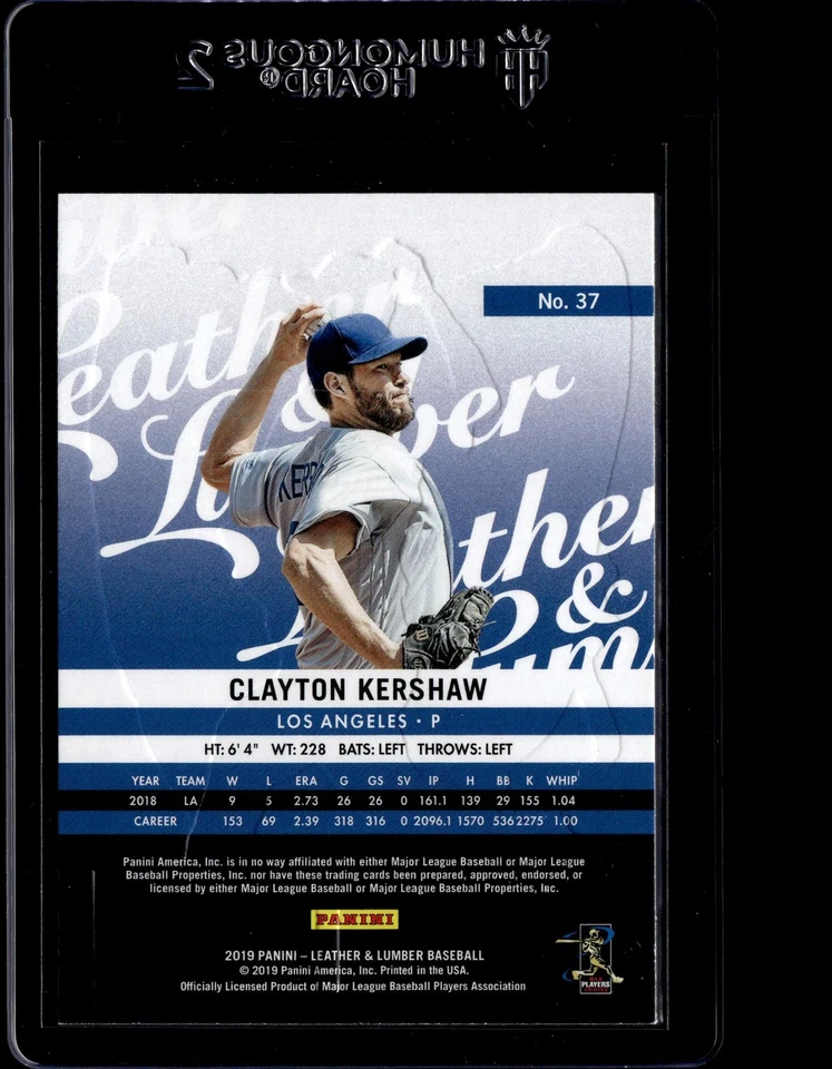 2019 Panini Leather & Lumber Retail Embossed #37 Clayton Kershaw - Image 2 of 2
