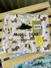  New In Bag Angel Dear 7-8Y Bamboo Short Sleeve Long Pants Pj Set Dogs Pink