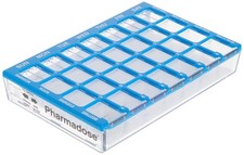 Ezy Dose Weekly 7-Day Pill Case, Medicine Planner, 4 Times a Day, Clear Lids