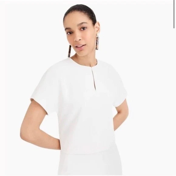 Blusa corta de crepé J.Crew 365 nueva con etiquetas para mujer talla 4 marfil manga gorra J8192 Foto 2 de 3