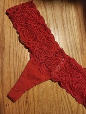 Vtg Red Victoria's Secret Low Rise Cheekster Size Small Lace and Cotton Panty