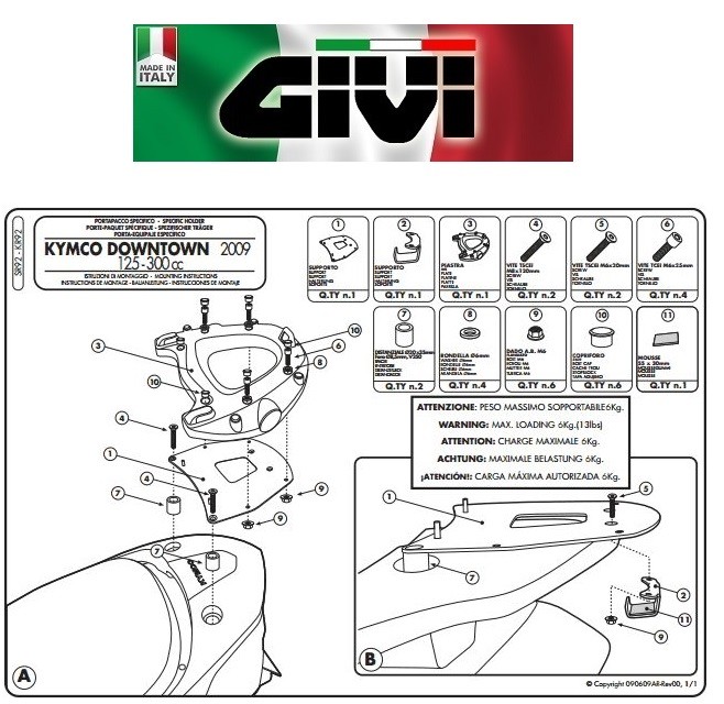 Specific Rear Rack KYMCO Downtown 125 i-200 i-300 i 2015 2016 GIVI