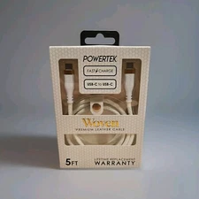 Powertek Woven Braided USB-C To USB-C Fast Charging Cable-White