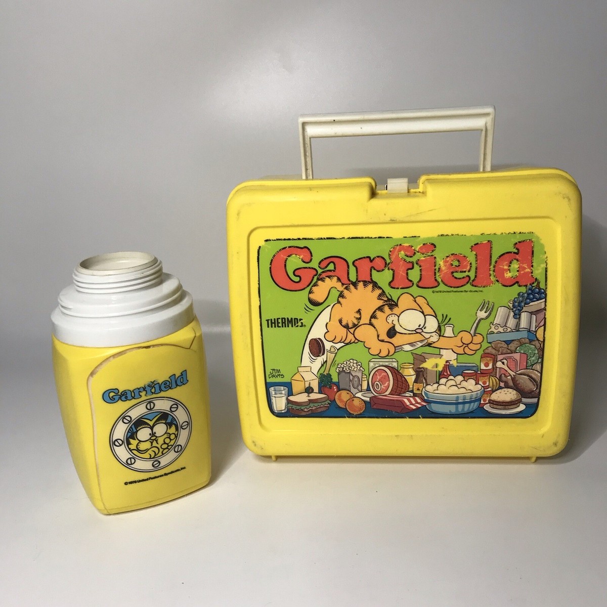 Vintage 1978 Garfield Lunch Box w/ Thermos (USA, Jim Davis) READ