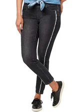 Belle by Kim Gravel TripleLuxe Denim Frayed Seam Jeggings Black