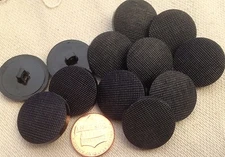 12 Black Plastic Shank Buttons Criss Cross Front 7/8" 23mm # 7185