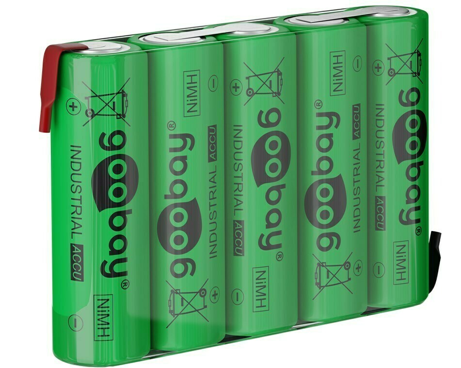 5x Aa (mignon) - 2100 Mah; 5x Aa (mignon) - 2100 Mah, Grün - Lötfahne