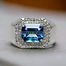 Alexandrite Octagon Cut Gemstone With 925 Sterling Silver Ring For Men's #16 *