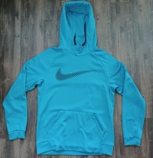 Nike Big Chest Swoosh Therma-fit Hoodie Women's Size Medium M Teal Blue