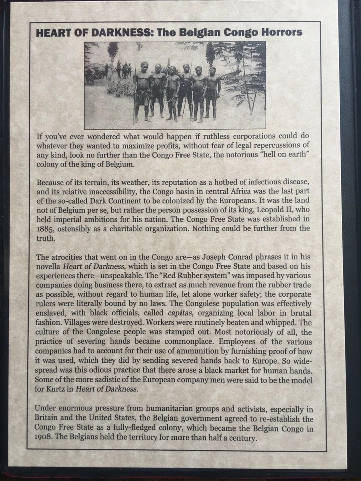 Heart of Darkness The Belgian Congo Horrors Coin COA & History & Album Included - Image 4 of 4