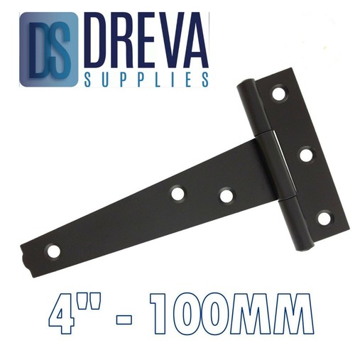Black Finish Tee Hinges 4" 24" Shed Door & Gate T Hinge 100mm