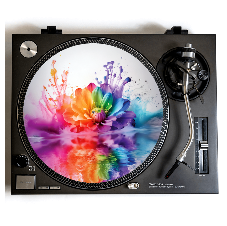 Colorful Rainbow 12-inch DJ Turntable Slipmat for Vinyl Records-image