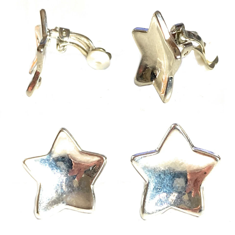 Orecchini a stella da donna argento piccoli leggeri con clips da lobo - Immagine 4 di 4